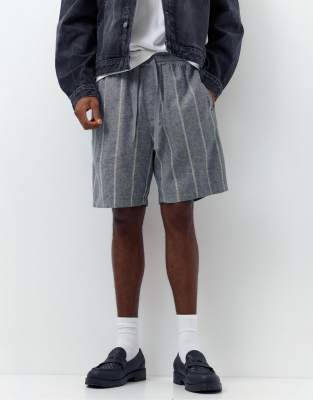 Shorts aus Leinenmix mit Streifen-Bunt Bunt XL