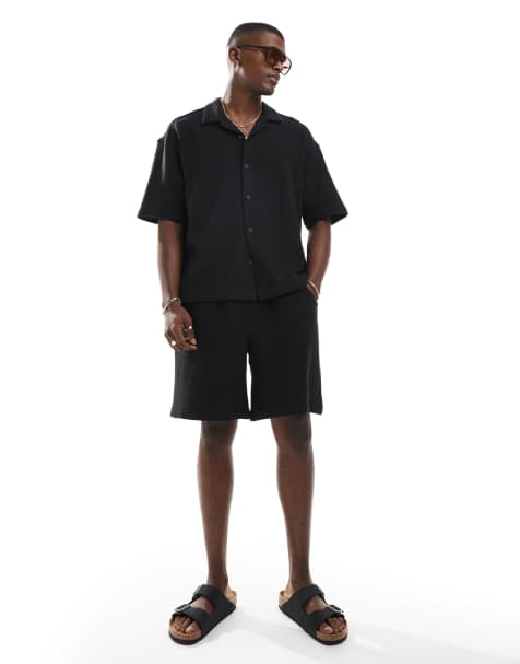 Pull&Bear - Shorts van badstof in zwart, deel van co-ord set - view 1
