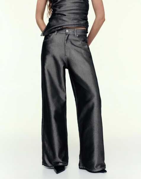 Pull&Bear Silver-finish baggy jeans in silver - view 1