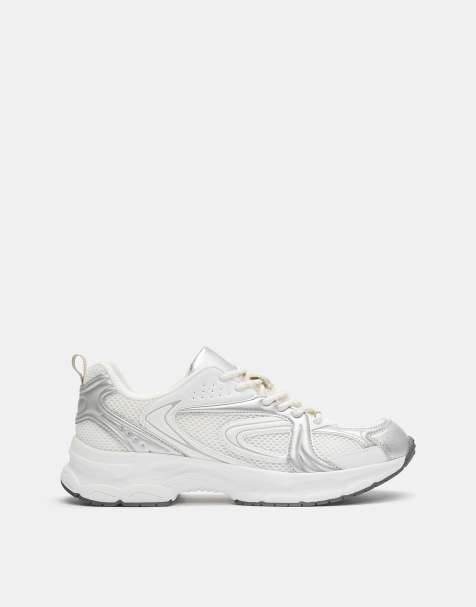 Pull&Bear – Silver, grova sneakers med snörning - view 1