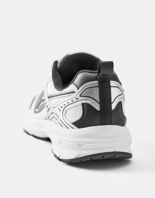 Pull&Bear – Silverfärgade, flerdelade sneakers, 4 av 7