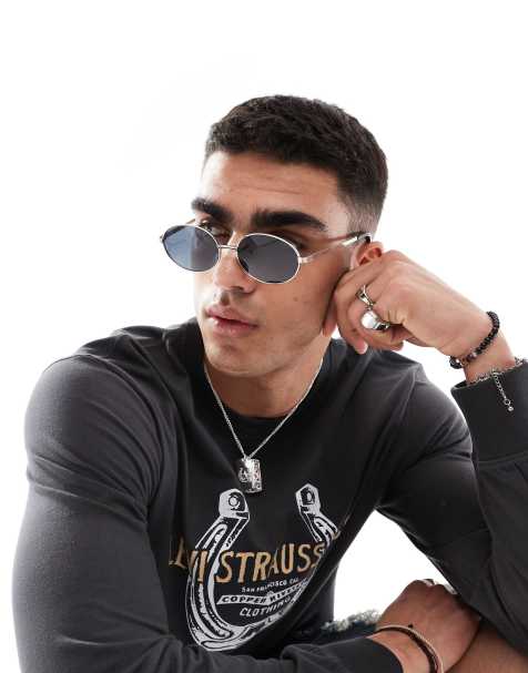Pull&Bear – Silvriga solglasögon med metallbågar - view 1