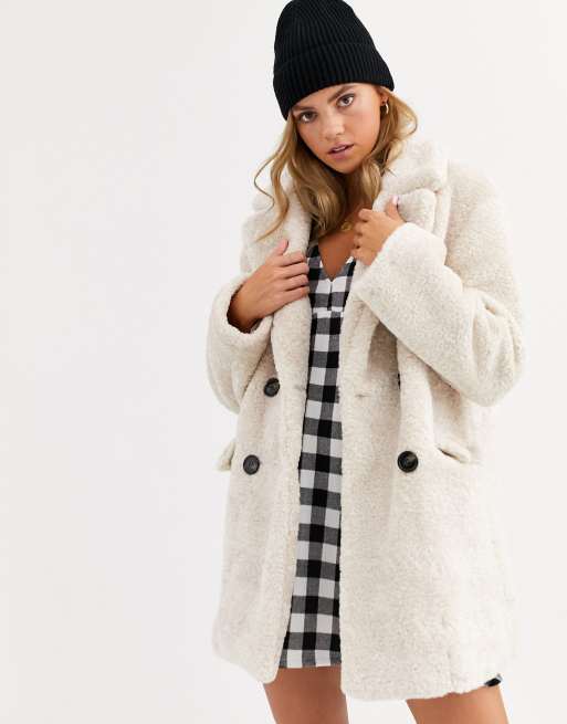 Lapels faux fur coat