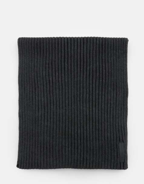 Pull&Bear - Sjaal met geborduurd label in zwart - view 1