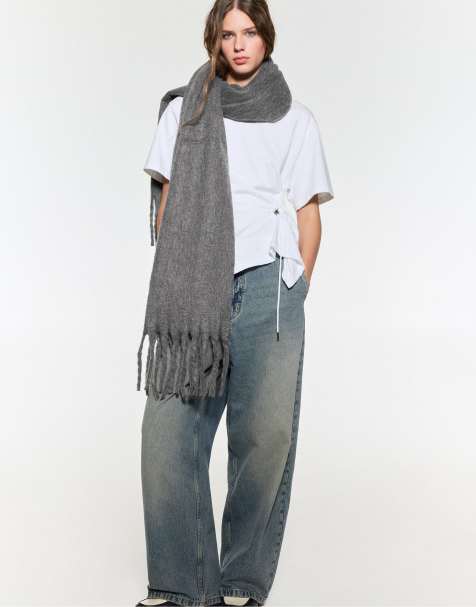 Pull&Bear - Sjaal met mohair-look in grijs - view 1