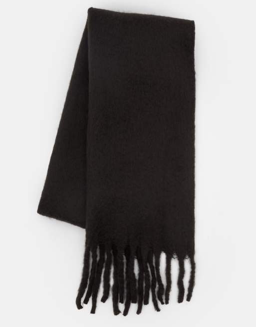 Pull&Bear - Sjaal met mohair-look in zwart, 3 van 3