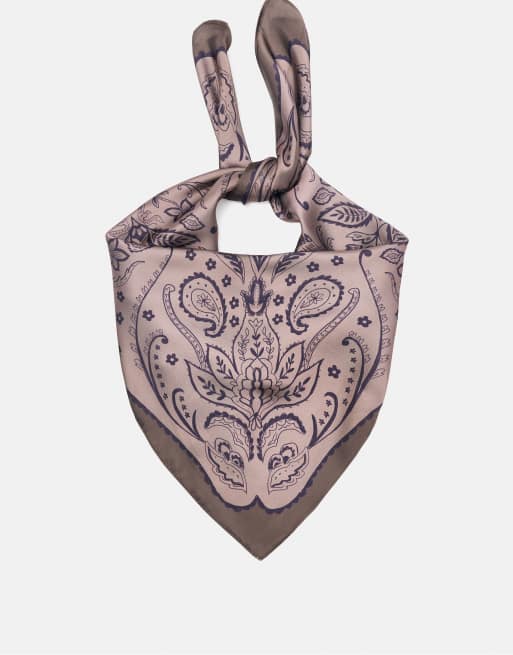 Pull&Bear sjaal van satijn met bloemenprint in bruin, 3 van 5