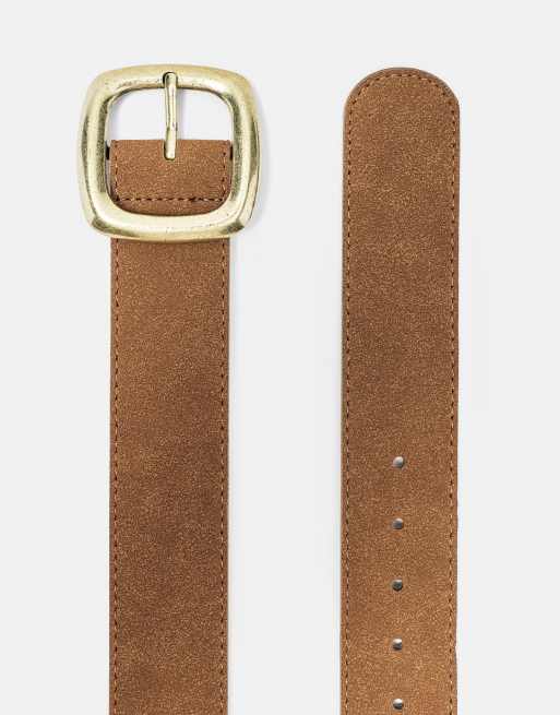 Pull&Bear skärp med fyrkantigt spänne i brunt, 2 av 3