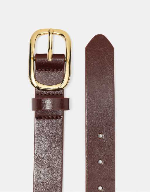 Pull&Bear skärp med smalt spänne i brunt, 3 av 4