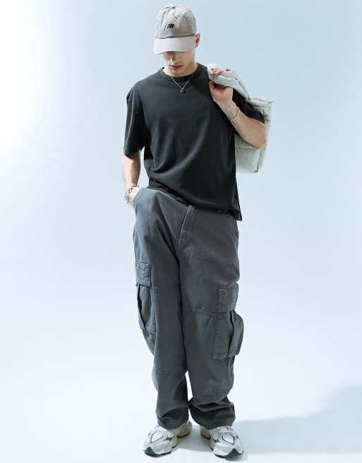 Pull&Bear skater cargo pants in gray