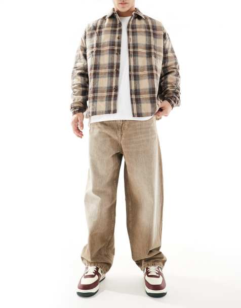 Pull&Bear skater fit jean in heavy washed brown - view 1