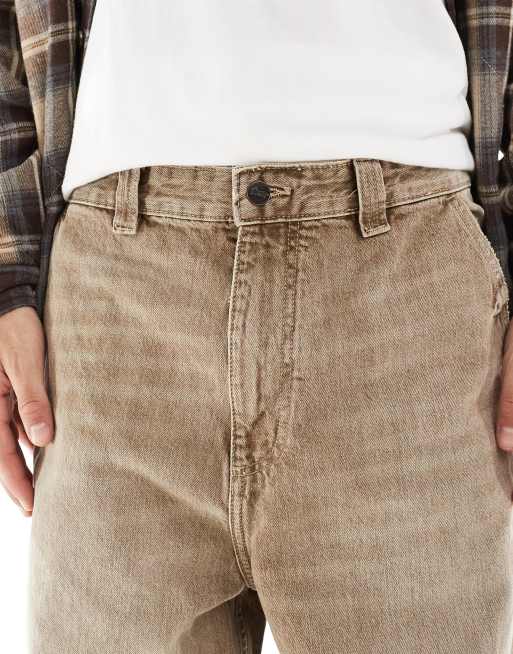 Pull&Bear skater fit jeans in heavy washed brown