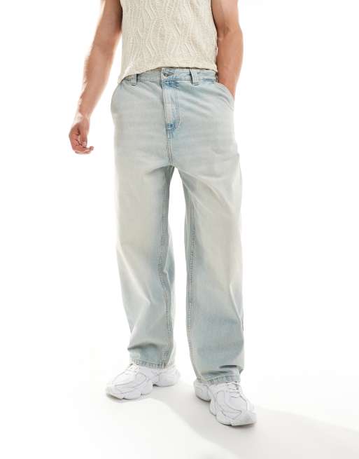 Pull&Bear skater fit jeans in light washed blue