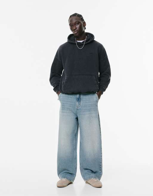 Pull&Bear – Skater-Jeans in Blassblau