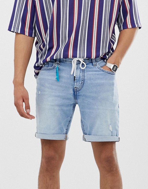 Pull&Bear skinny denim shorts in indigo