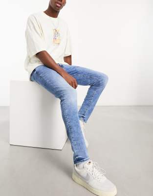 Pull&Bear skinny fit jeans in medium blue - ASOS Price Checker