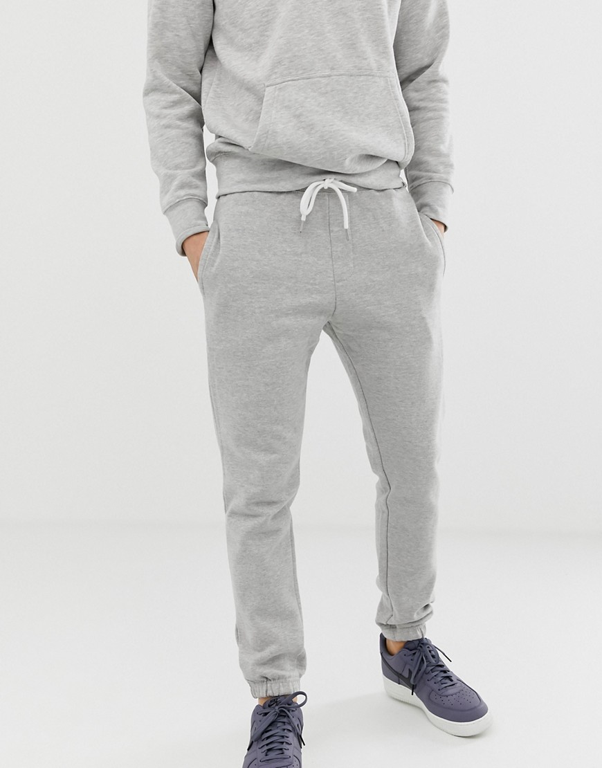 Pull & Bear skinny fit sweatpants in gray