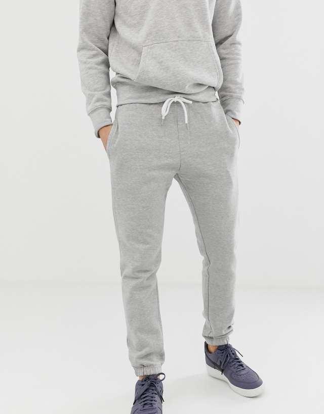 Pull&Bear skinny fit sweatpants in gray