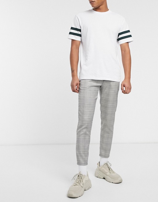 Pull&Bear skinny fit trousers in grey check