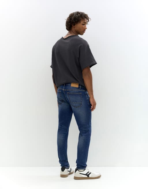 Pull&Bear skinny jeans in dark blue, 2 of 4