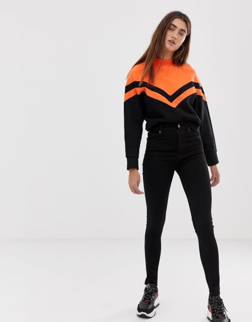 Pull&Bear skinny jeans med high rise i sort, 4 af 4