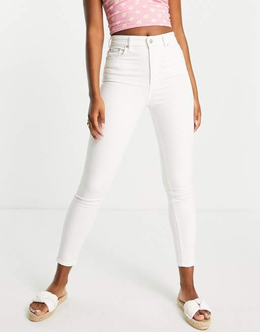 Pull&Bear - Skinny jeans met hoge taille in wit