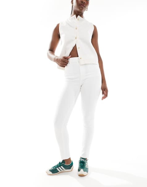 Pull&Bear - Skinny jeans met hoge taille in wit - view 1