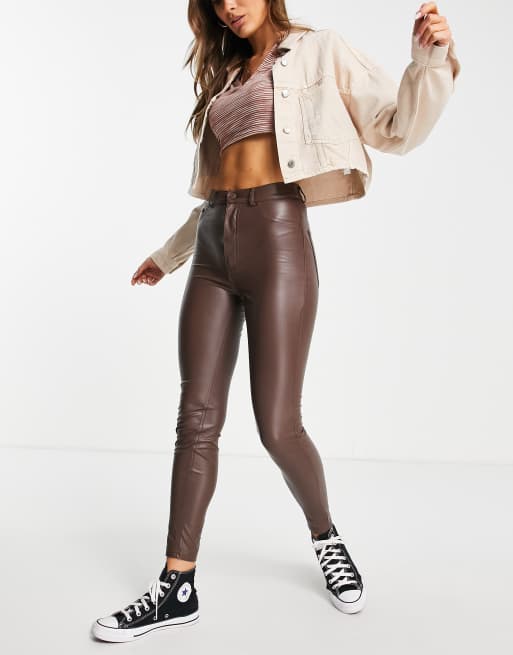 Leren discount legging bruin