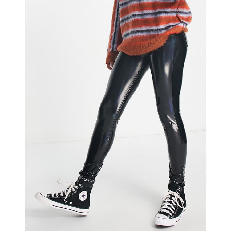 PULL&BEAR VINYL - Leggings - Trousers - black - Zalando.de