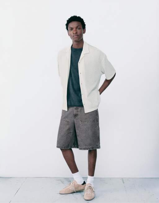 Pull&Bear skjorta med korta ärmar och cutwork i vitt, 5 av 7