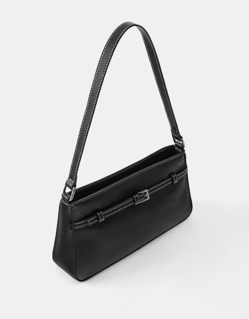 Pull&Bear skuldertaske med spænde i sort, 2 af 5