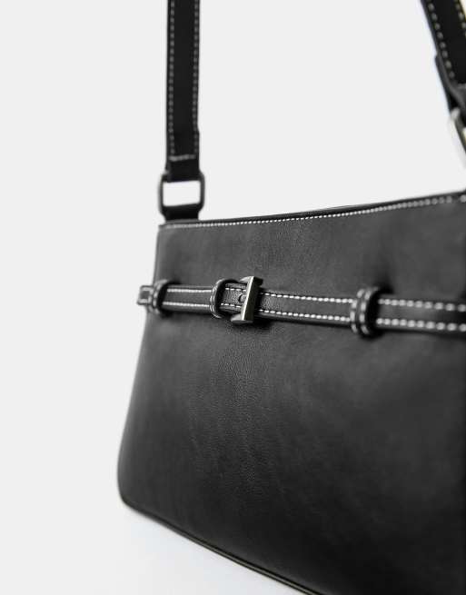 Pull&Bear skuldertaske med spænde i sort, 3 af 5