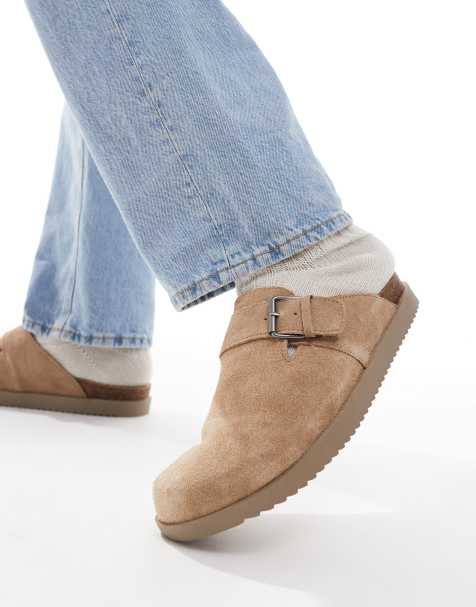Pull&Bear slide on mules in beige - view 1