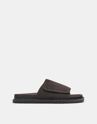 Slider-Sandalen aus Leder in Rosatönen Rosa 42