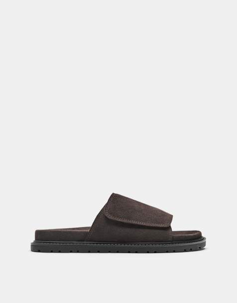 Pull&Bear – Slider-Sandalen aus Leder in Rosatönen - view 1