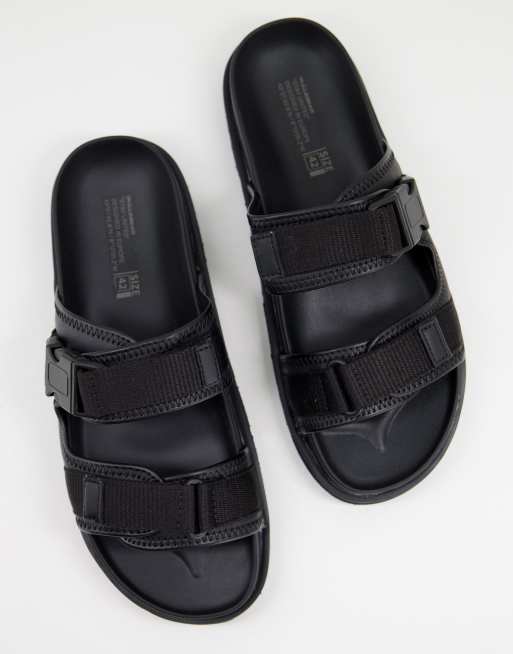 Pull&Bear slider with strap detailing in black | ASOS