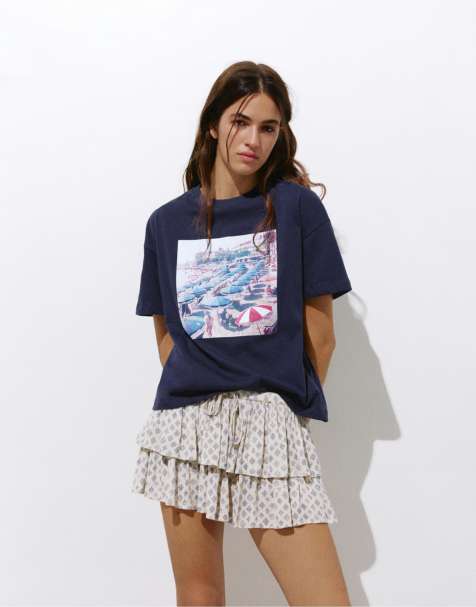 Pull&Bear - Slim Aarons - T-shirt - Bleu marine - view 1