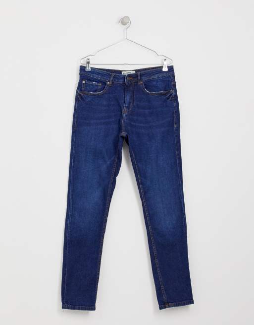 Pull Bear Slim Comfort Jeans In Dark Blue Asos