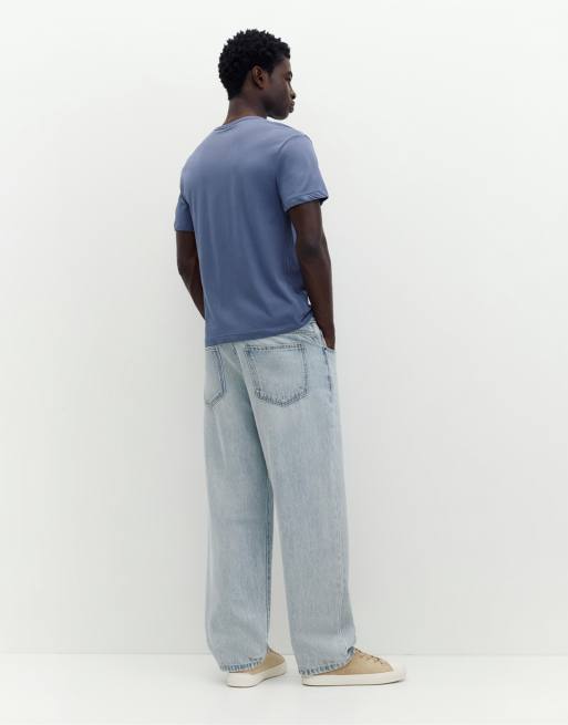 Pull&Bear Slim fit basic t-shirt in blue, 2 of 7