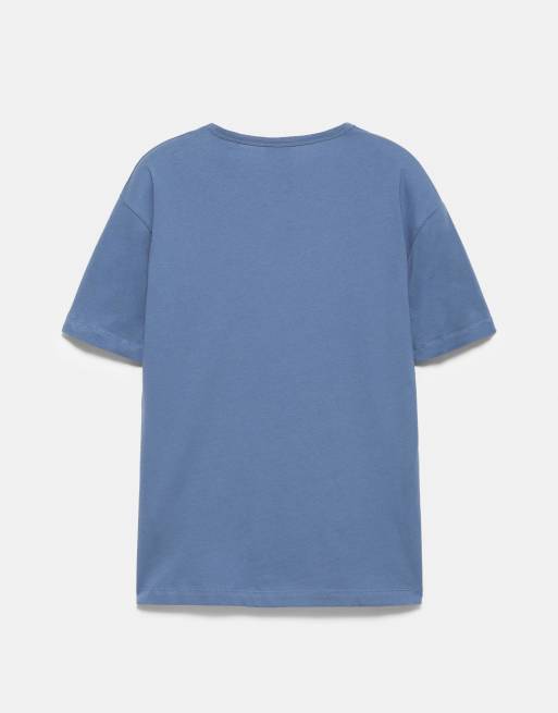 Pull&Bear Slim fit basic t-shirt in blue, 7 of 7