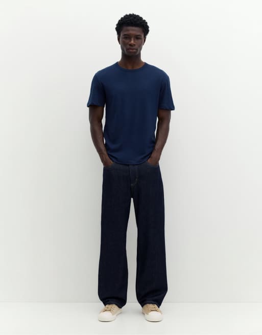 Pull&Bear Slim fit basic t-shirt in navy, 4 of 7