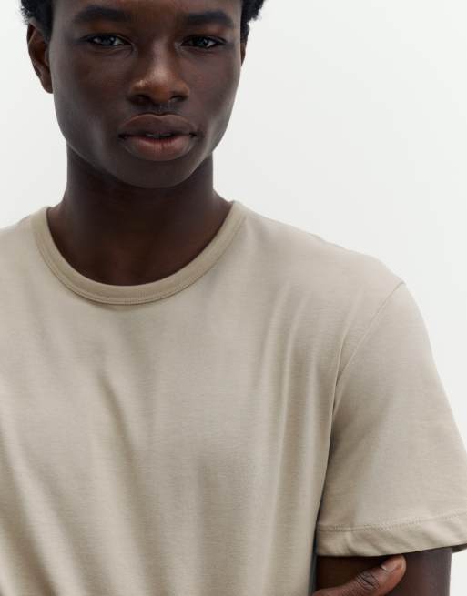 Pull&Bear Slim fit basic t-shirt in sand, 3 of 7