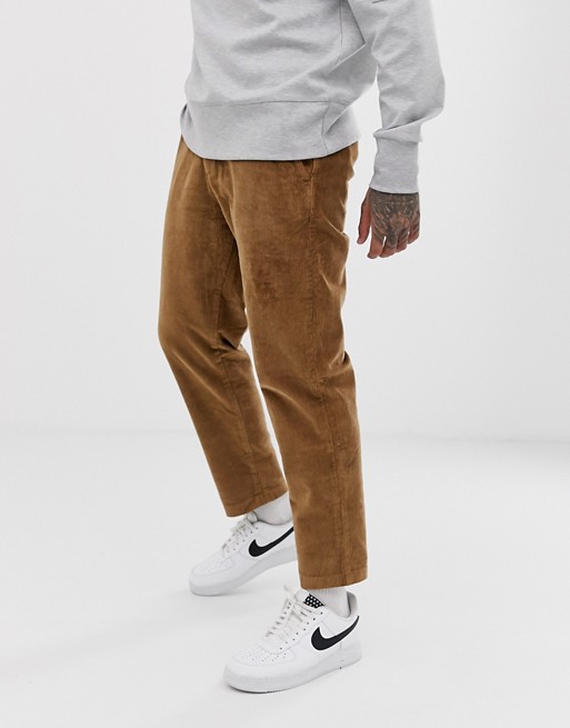 Pull&Bear slim fit cord trousers in tan