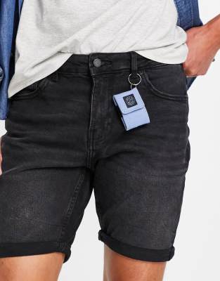 black slim fit denim shorts