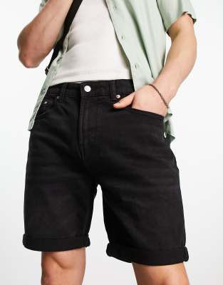 Pull&Bear Slim Fit Denim Shorts In Black | ASOS