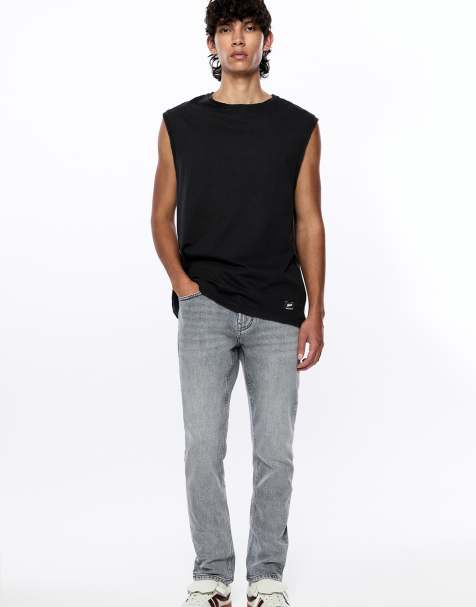 Pull&Bear - Slim-fit jeans in donkergrijs - view 1