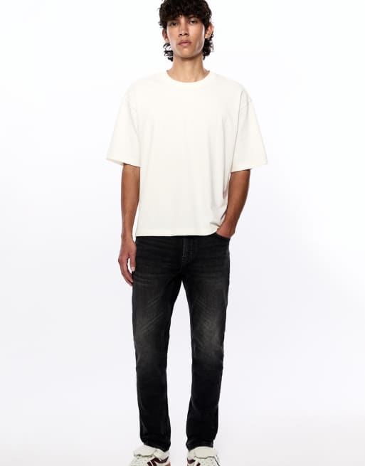 Pull&Bear slim fit jeans in faded black