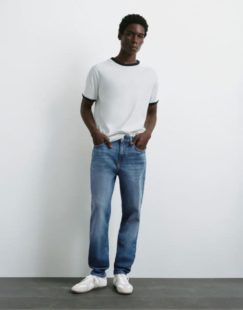 Pull&Bear - Slim-fit jeans in middenblauw - view 1
