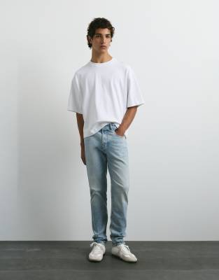 Pull & Bear Slim Fit Jeans In Blue