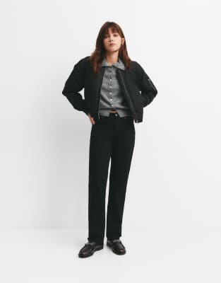 Pull & Bear - Slim-Fit-Jeans in Schwarz mit mittelhohem Bund